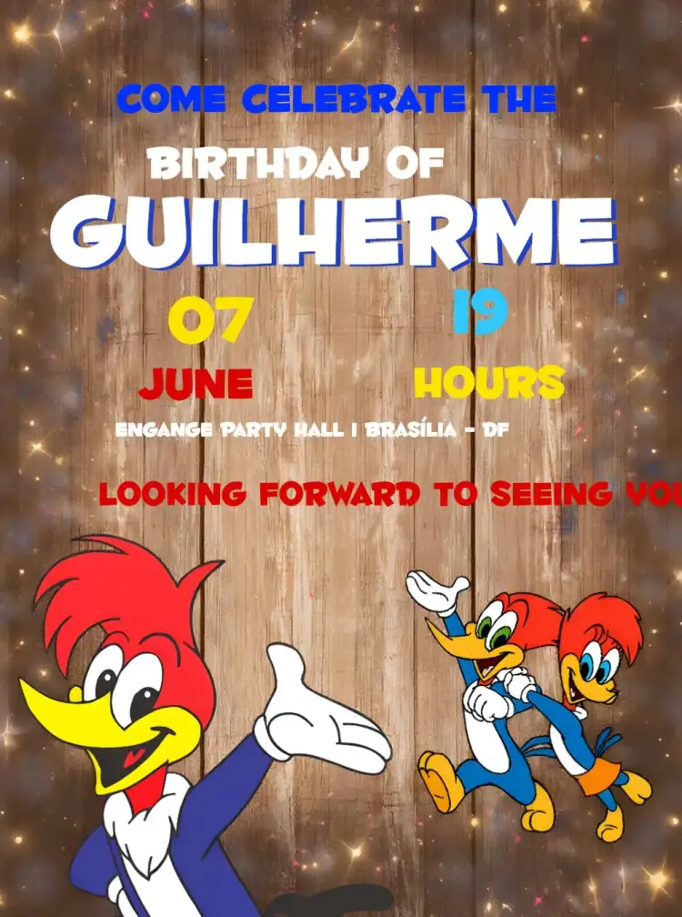 Invitation Blue Woodpecker – Most searched for theme colorful, themed, childish, playful, vibrant