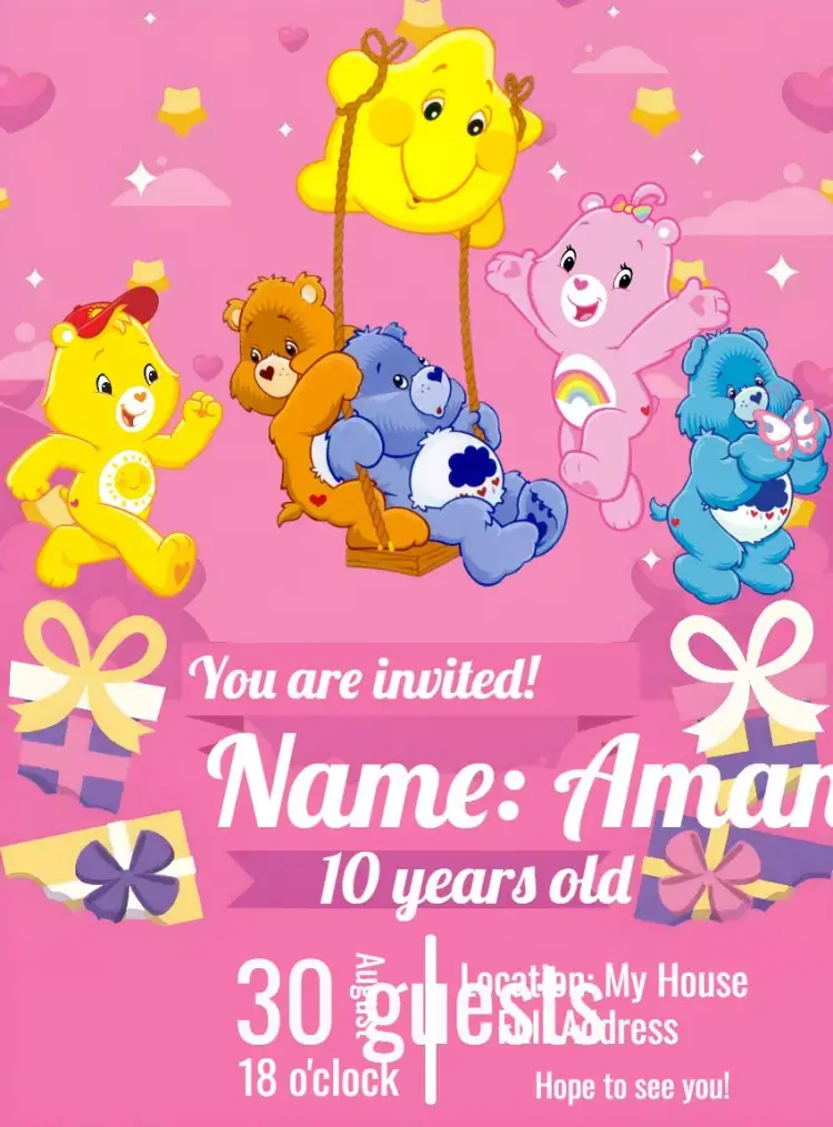 Care Bears Party invitation