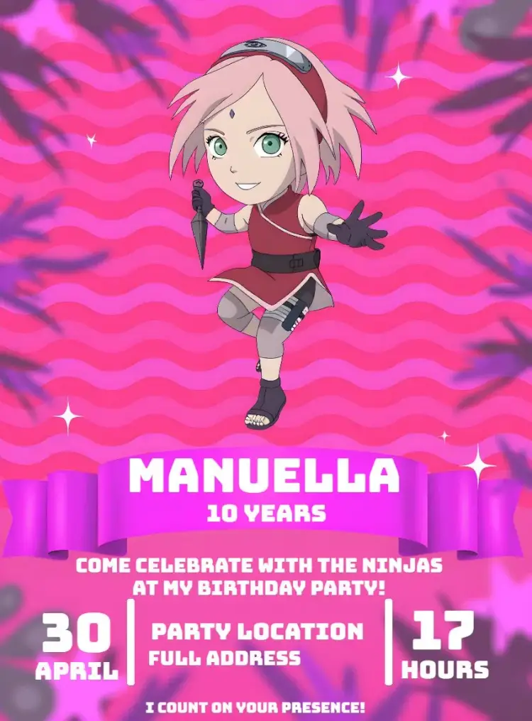 Sakura Chibi Anime invitation