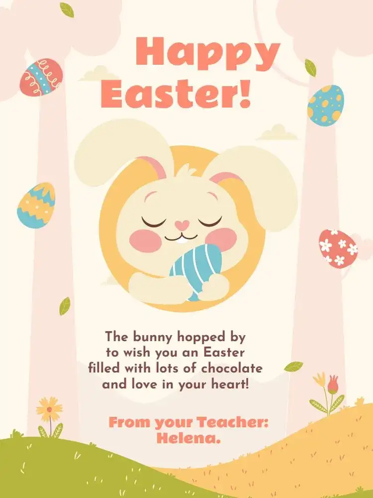 Happy Easter Kids Beige Bunny Card