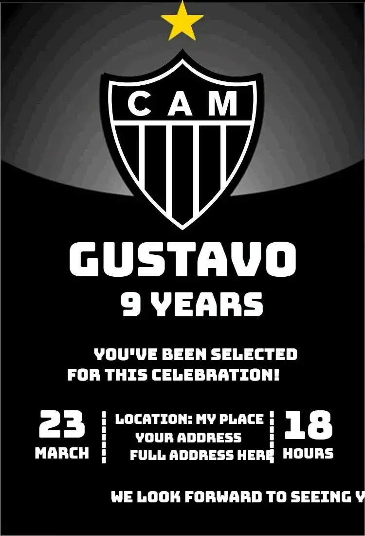 Invite Atlético Mineiro editable and customizable