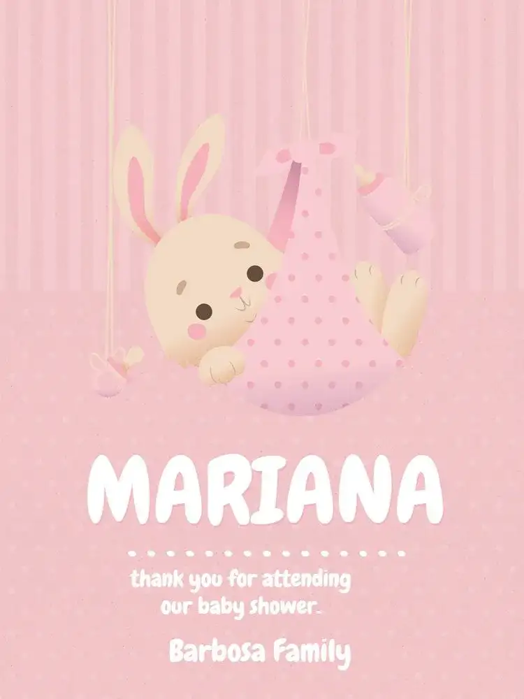 Thank You Card Baby Shower Pink Meeting