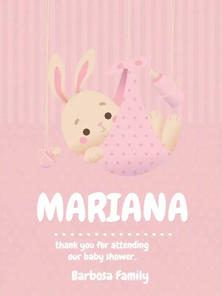Invitation Thank You Card Baby Shower Pink Meeting – Card theme pink, childish, playful, cute, cute, fun