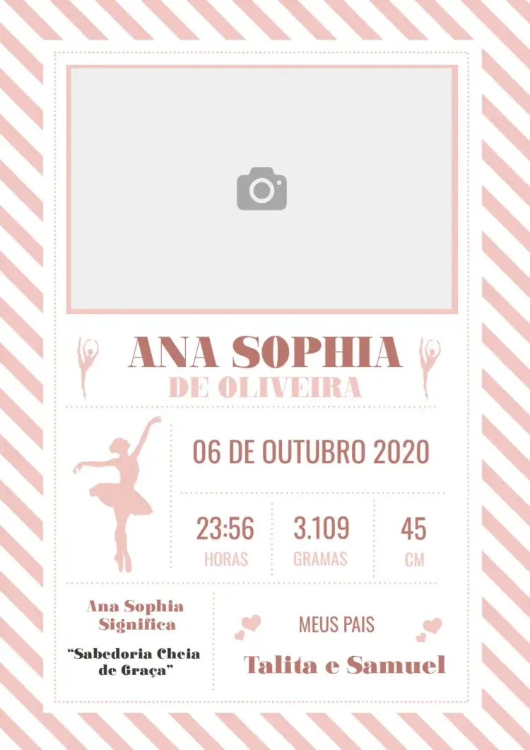 Delicate Birth Frame To Fill With Baby Girl Photo invitation