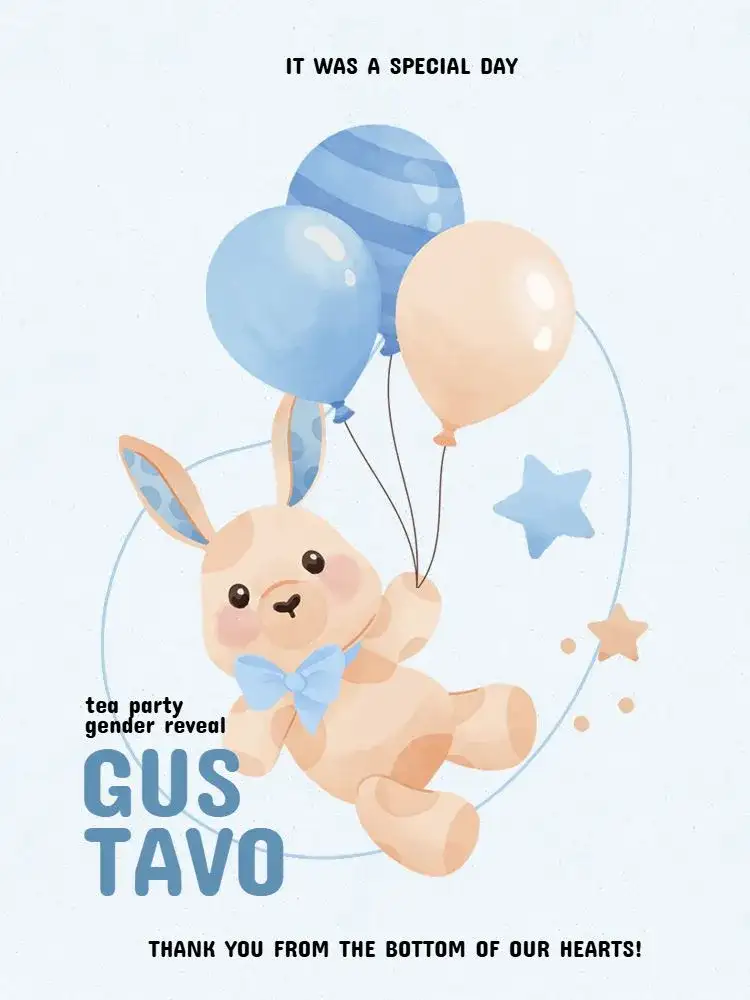 Thank You Card Presence Bunny Event Reveal Party