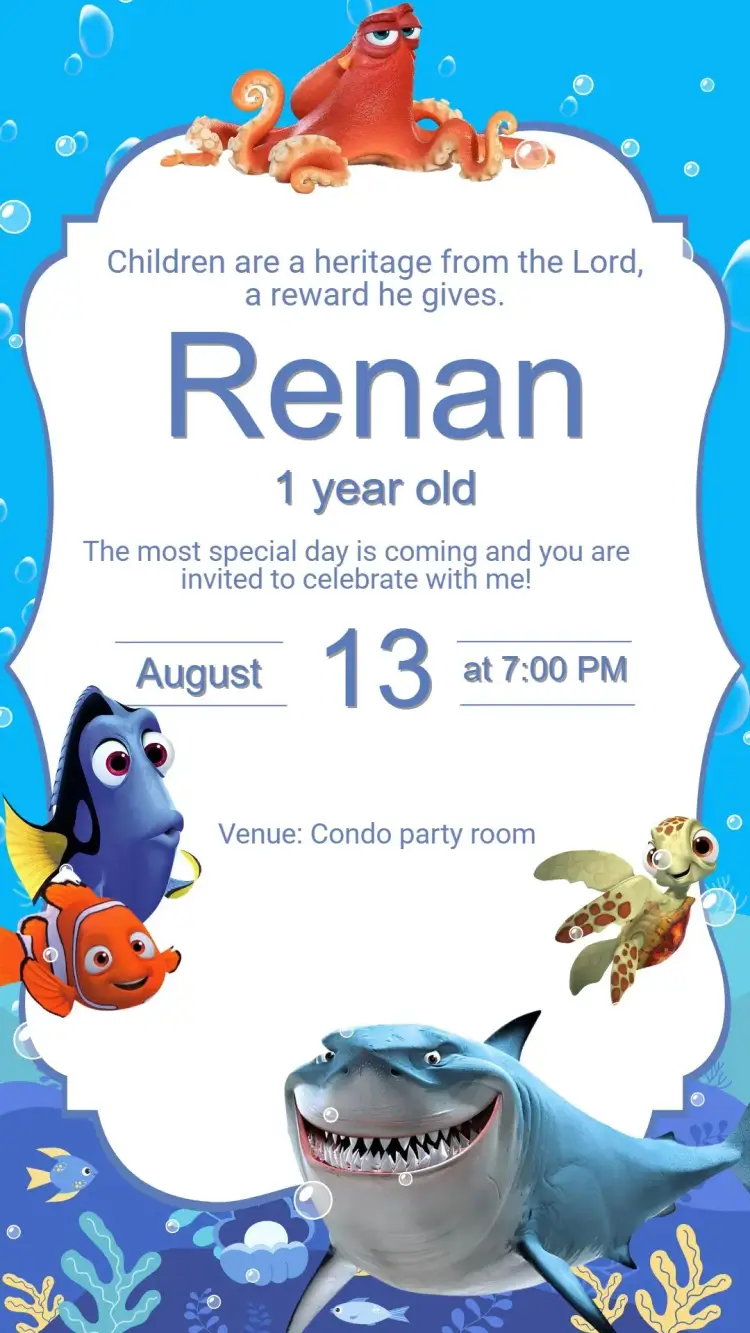 Finding Nemo Birthday Invitation