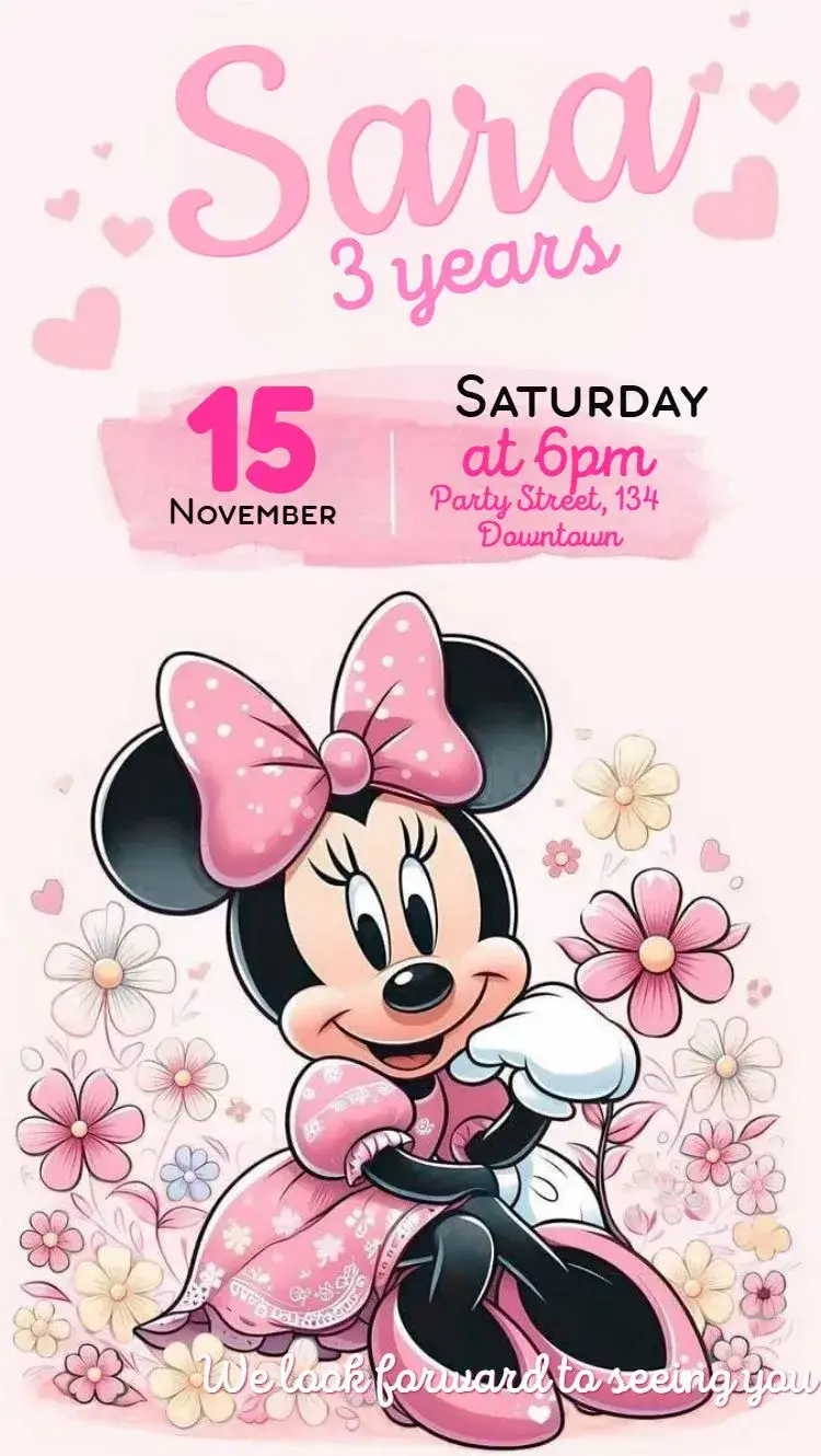 Pink Minnie invitation