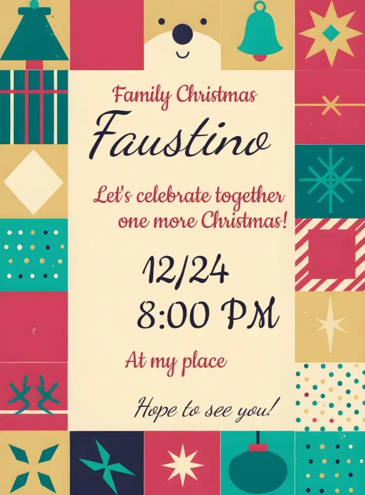 Invitation Family Christmas Dinner - Colorful Vintage – Commemorative Dates theme vintage, colorful, festive, classic, cozy