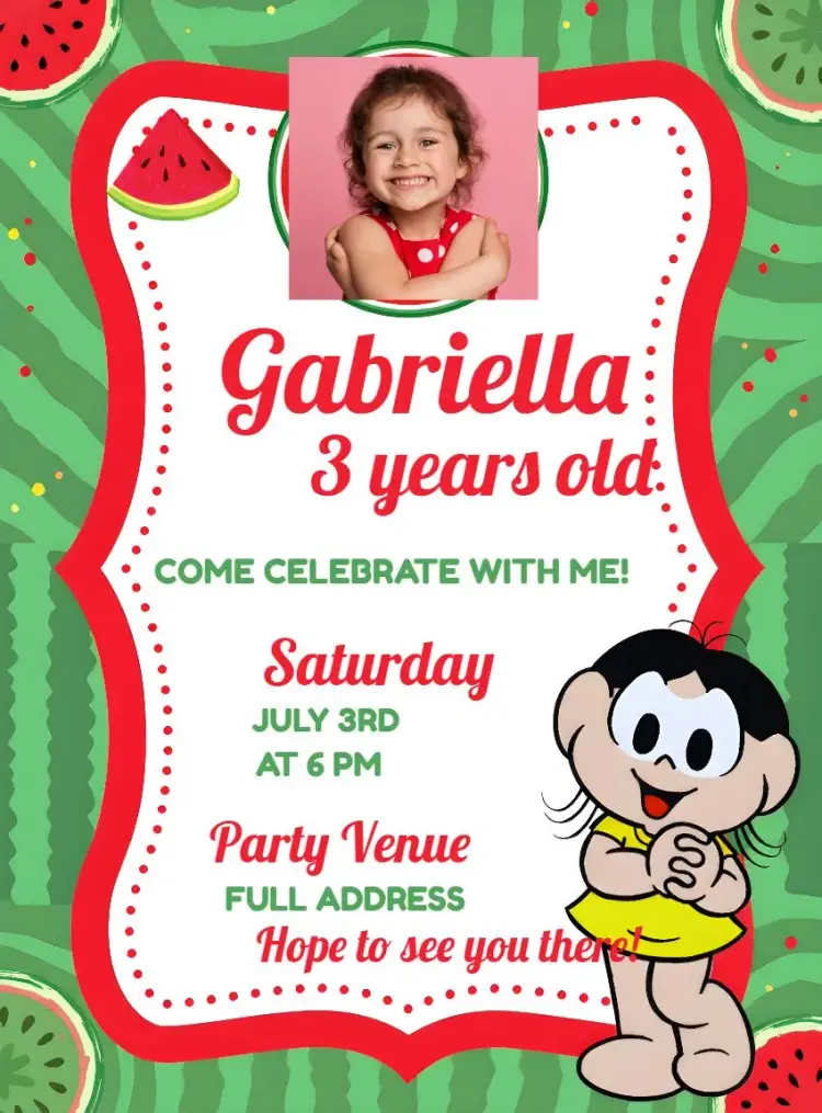 Magali Monica's Gang With Watermelon Photo invitation