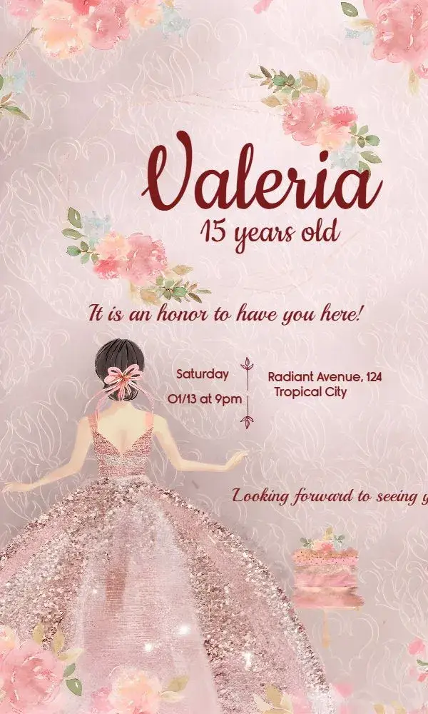 15 Years Glitter Butterfly invitation