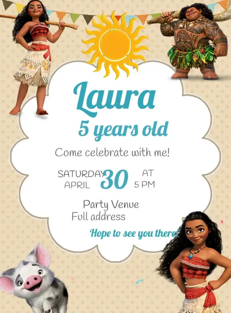 Invitation Moana Beach – Most searched for theme tropical, colorful, navy, watercolor, fun