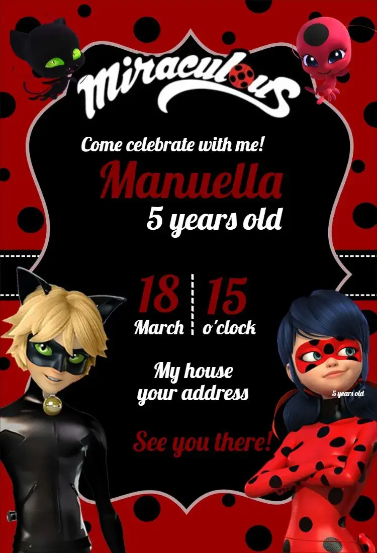 Ladybug Miraculous invitation