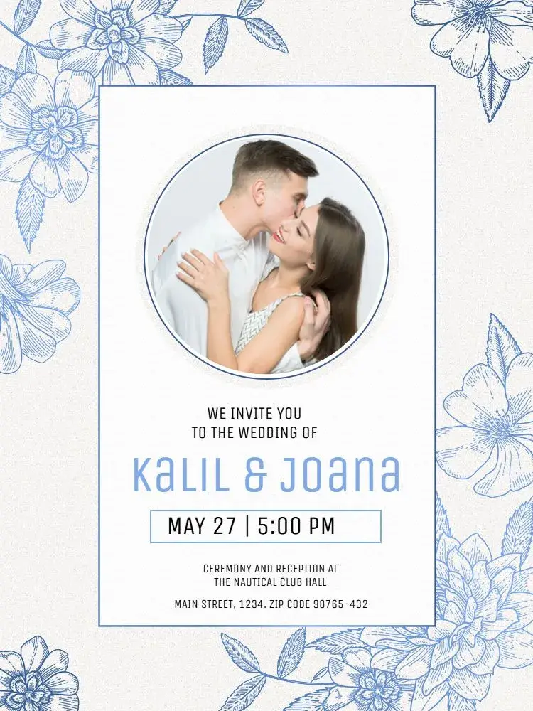 Delicate Floral Wedding Couple invitation