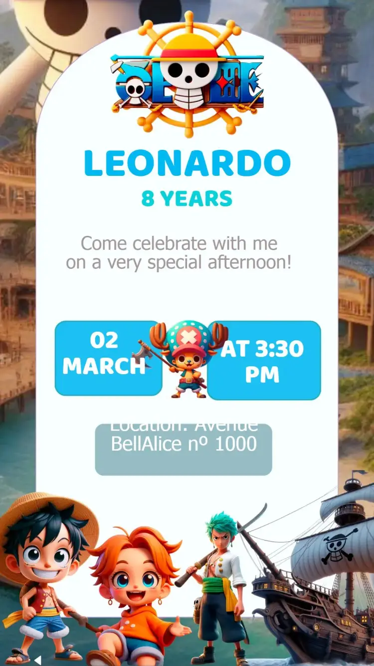 One Piece Birthday Invitation