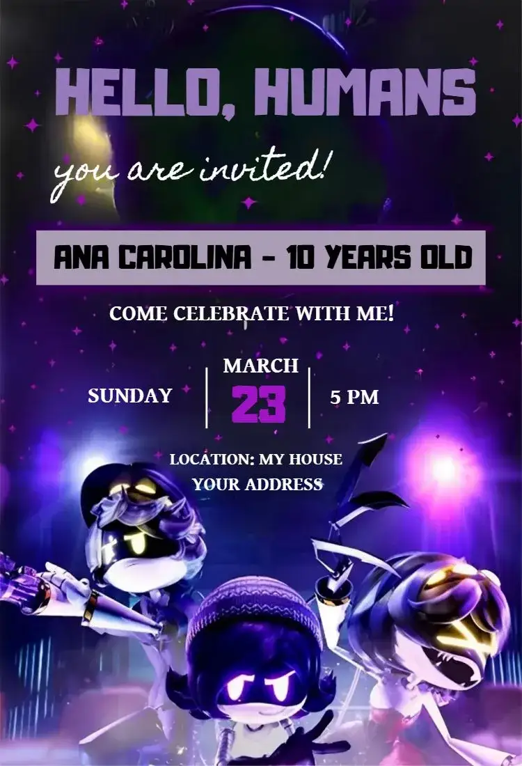 Invitation Murder Drones 1 – Birthday theme robotic, space, sci-fi