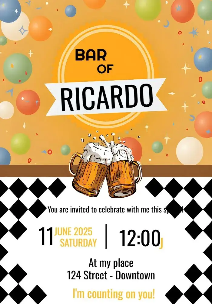Invite Adult Pub editable and customizable