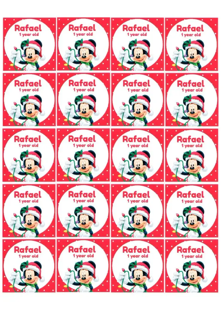 Christmas Mickey Mouse 5cm Square Sticker