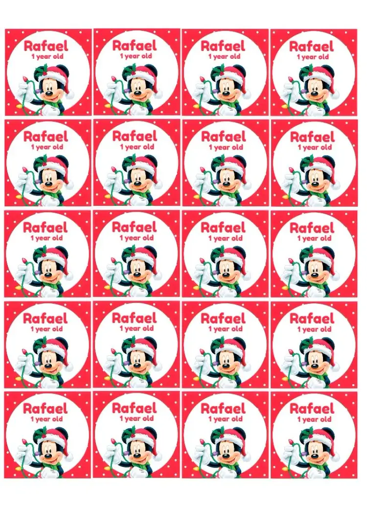 Christmas Mickey Mouse 5cm Square Sticker invitation