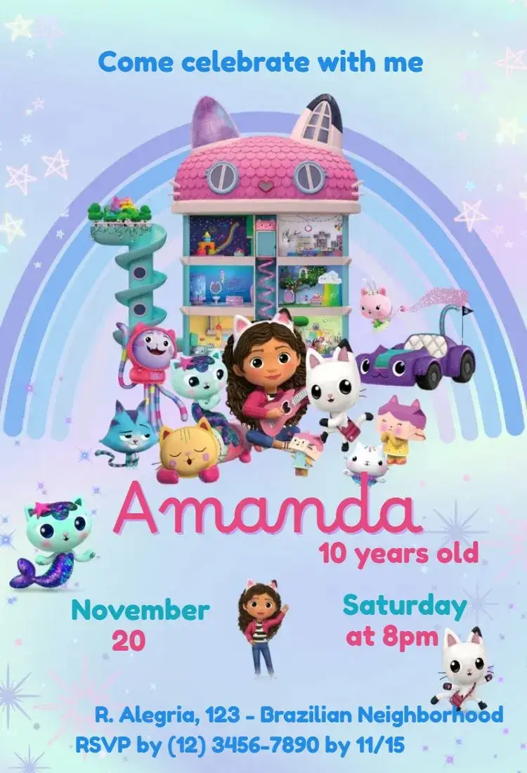 Gabby Dollhouse invitation