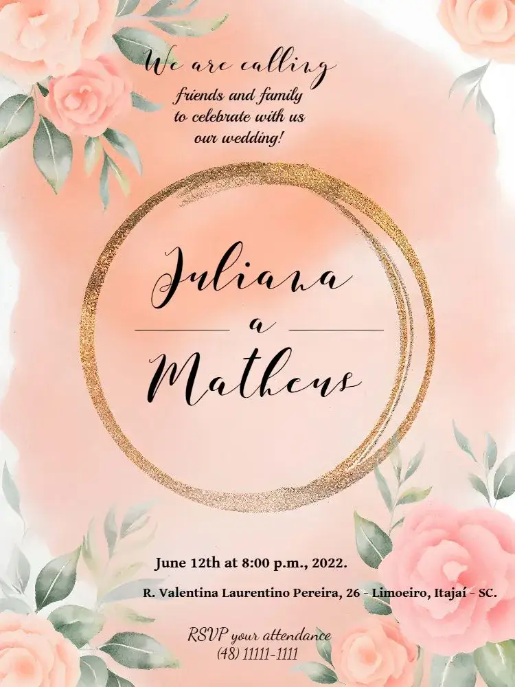 Invitation Floral Arch Wedding – Wedding theme floral, elegant, romantic, golden, minimalist