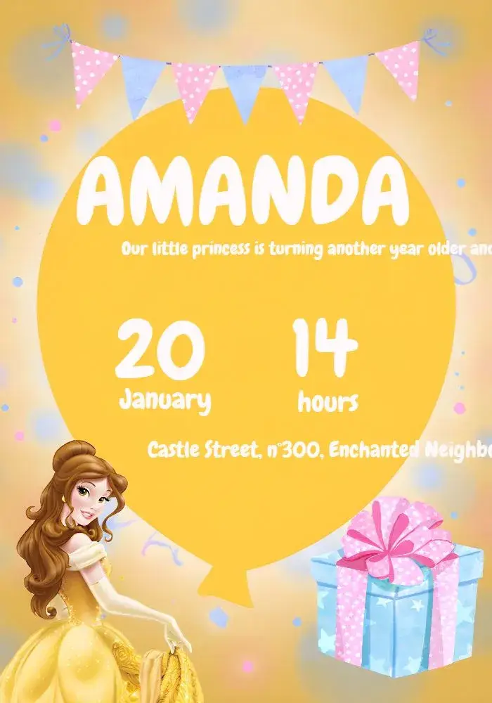 The Beauty And The Beast Princess invitation