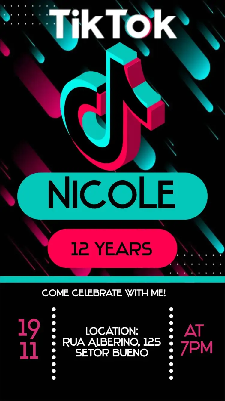 Invitation TikTok – Birthday theme colorful, fun, modern, youthful, dynamic