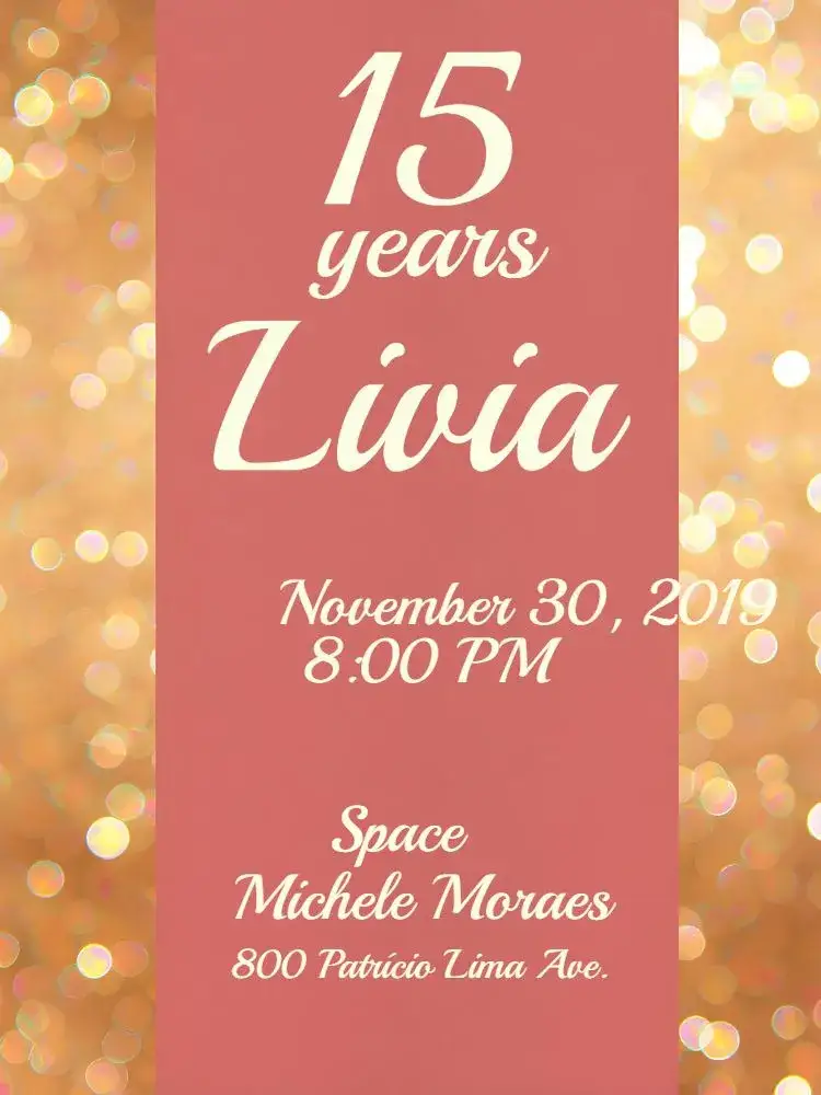 Invitation 15 Years - Pink With Rose Gold Glitter – Sweet 15 theme soft pink, golden glitter, elegant, modern, feminine, luxurious