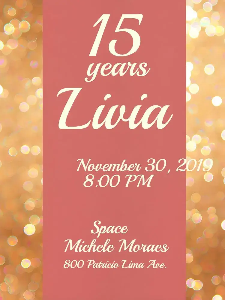 15 Years - Pink With Rose Gold Glitter invitation
