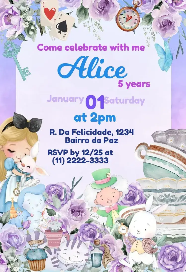 Alice in Lilac Wonderland invitation