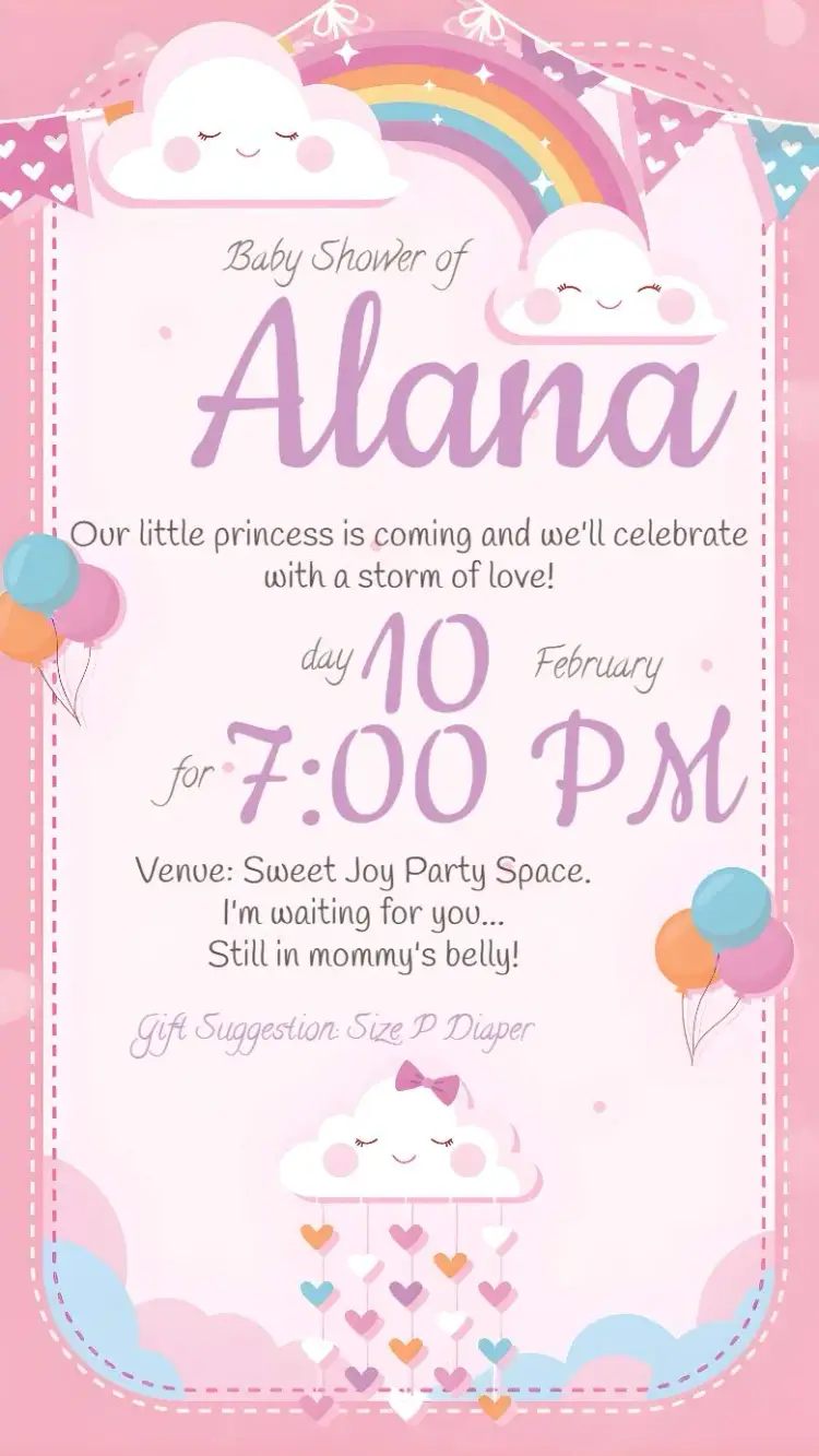 Baby Shower Rain of Love Blessings invitation