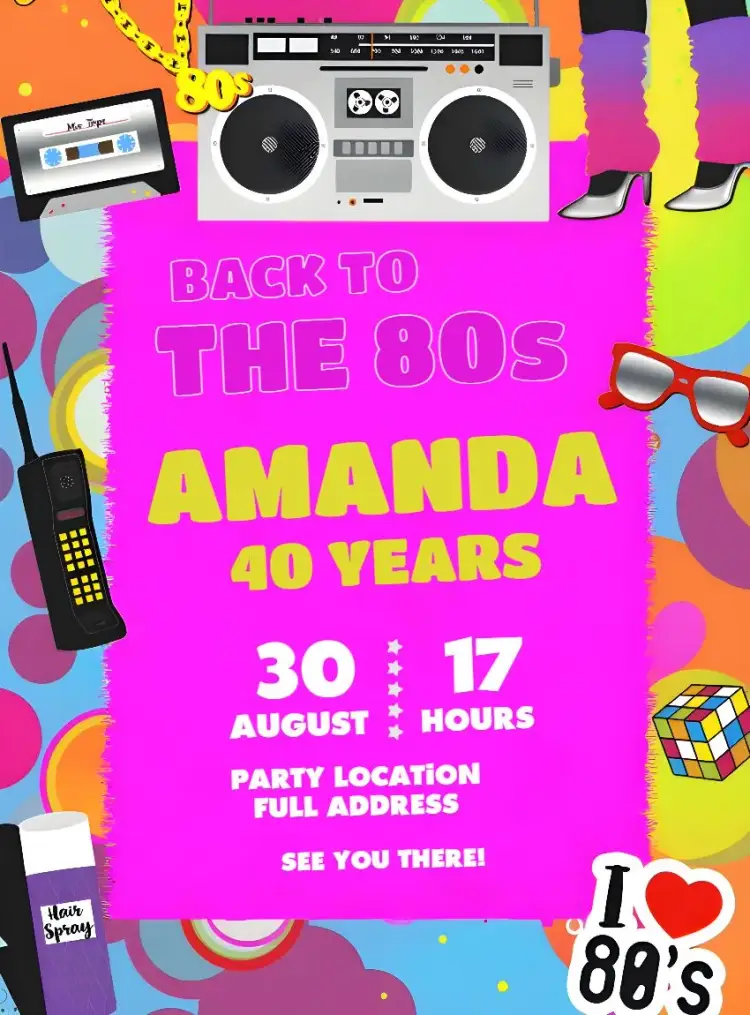 80s Pink invitation