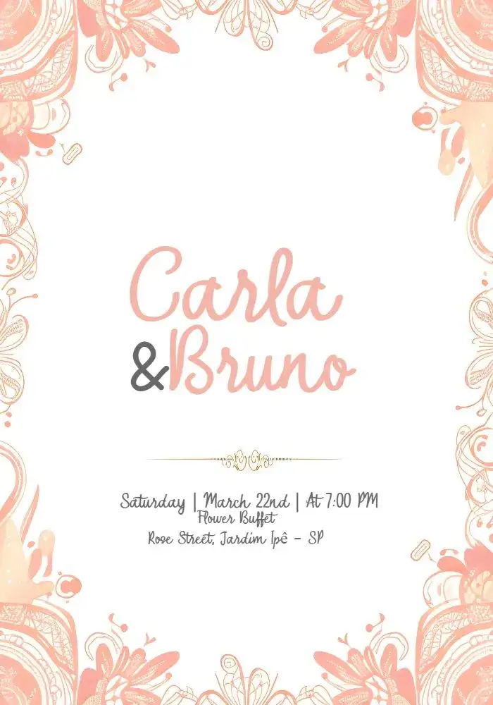 Invitation Floral Wedding - Pink Arabesque Floral – Wedding theme floral, romantic, elegant, pink, delicate, vintage