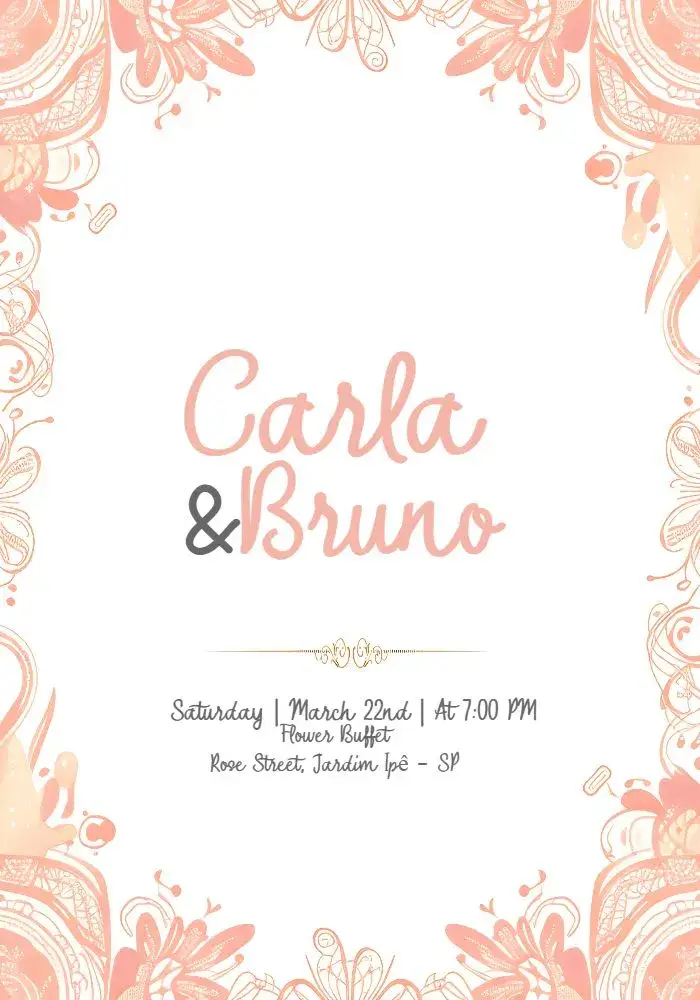 Floral Wedding - Pink Arabesque Floral invitation