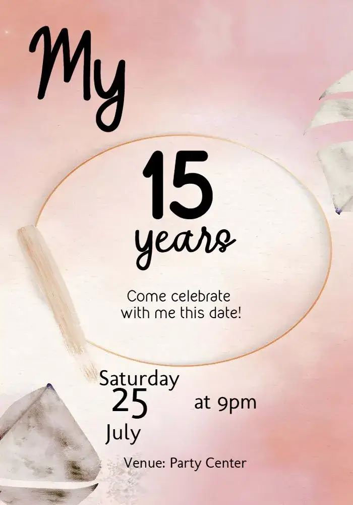 Invite Purple 15th Birthday editable and customizable