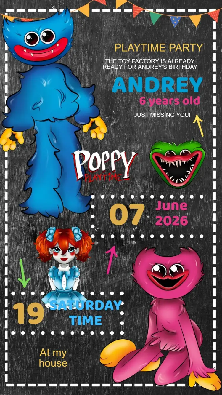 Poppy Playtime Birthday Invitation
