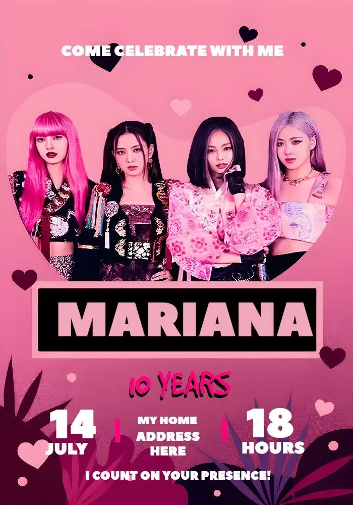 Blackpink Kpop invitation