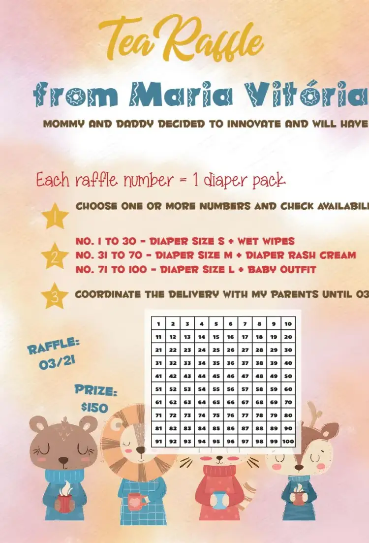 Invitation Safari Raffle Tea Whatsapp – Gender Reveal theme safari, aquarela, colorful, fun-filled, childlike, nature-themed