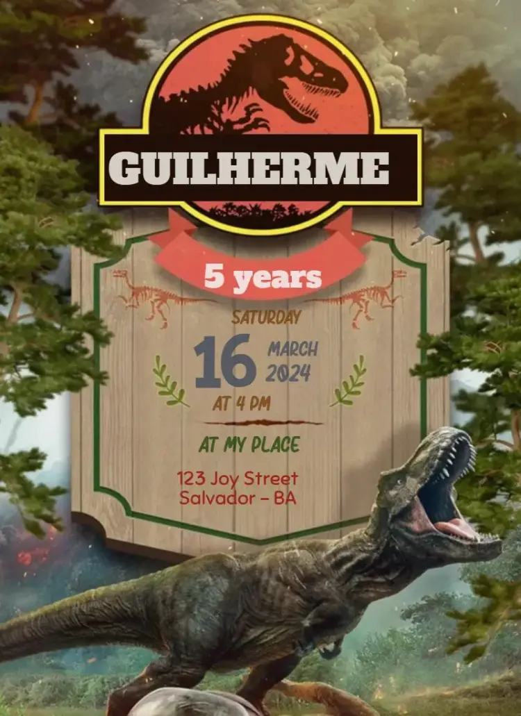 Invite Jurassic Park T-Rex Kingdom editable and customizable