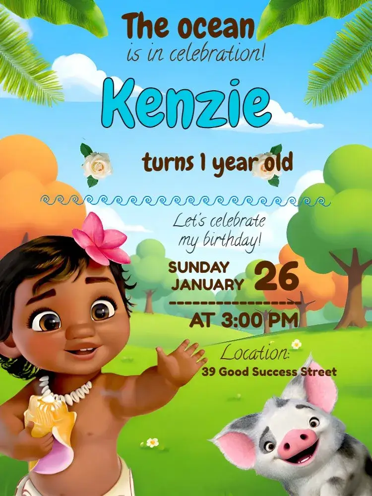 Moana Baby invitation