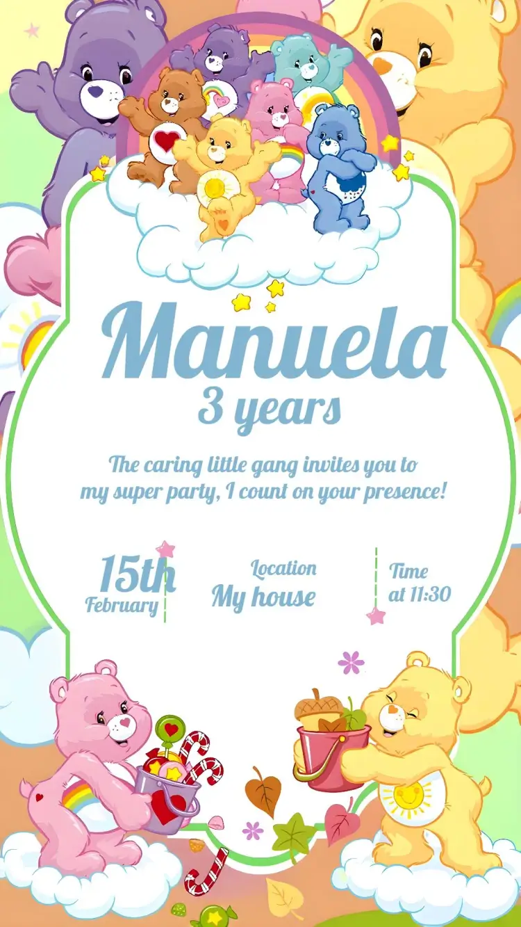 Care Bears Kids invitation