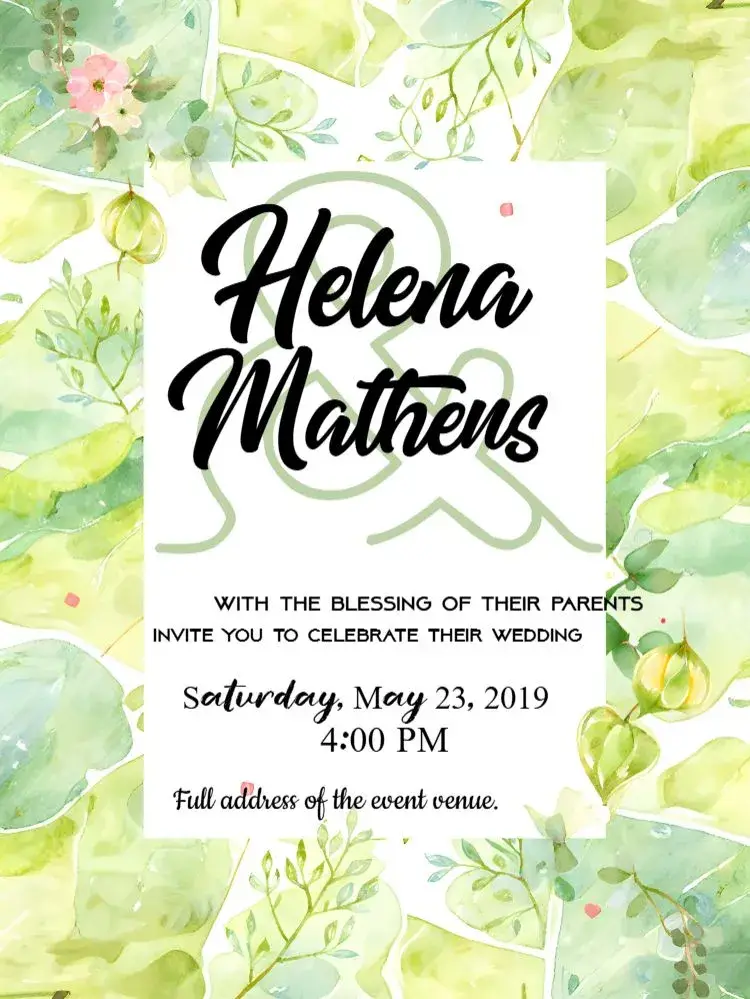 Green Floral Wedding invitation