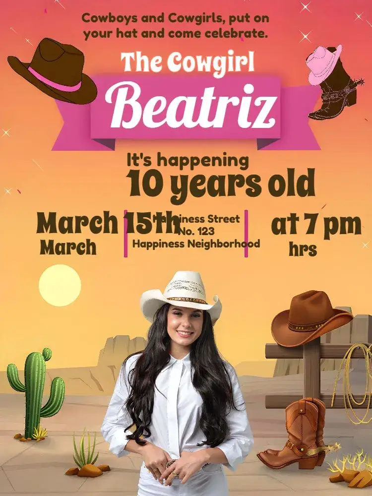 Ana Castela Cowgirl Girl invitation