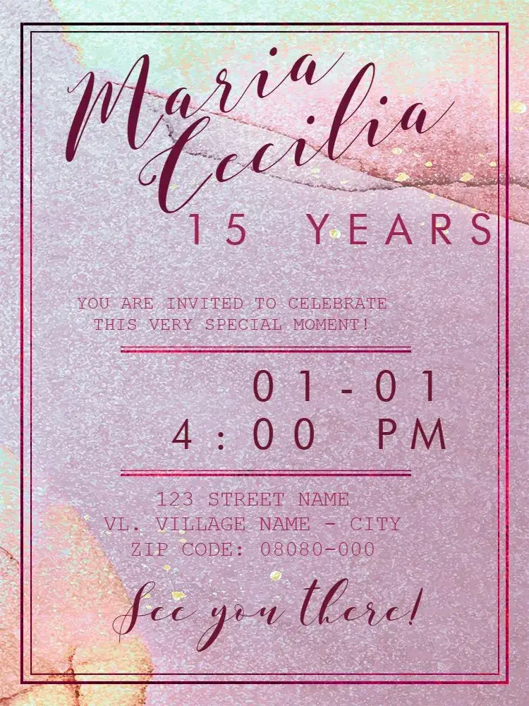 Virtual 15th Birthday - Elegant Marble invitation