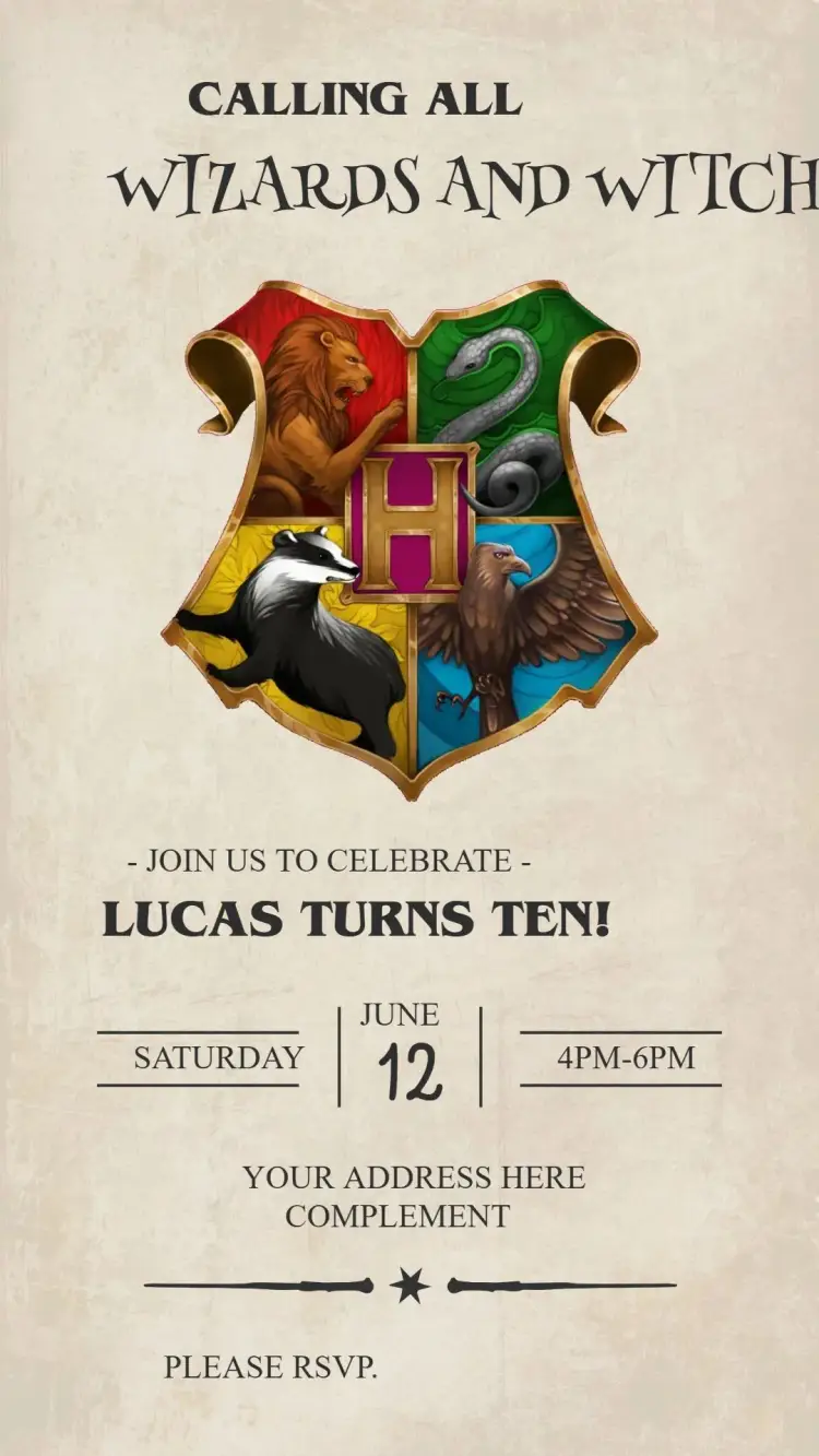 Harry Potter invitation
