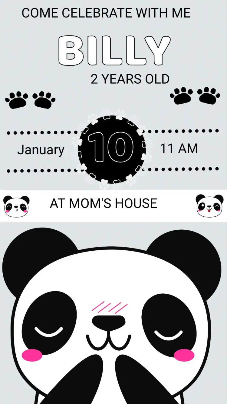 Invitation Panda Birthday Invitation – Kids' Birthday Party theme colorful, fun, playful, childlike, animals, tropical