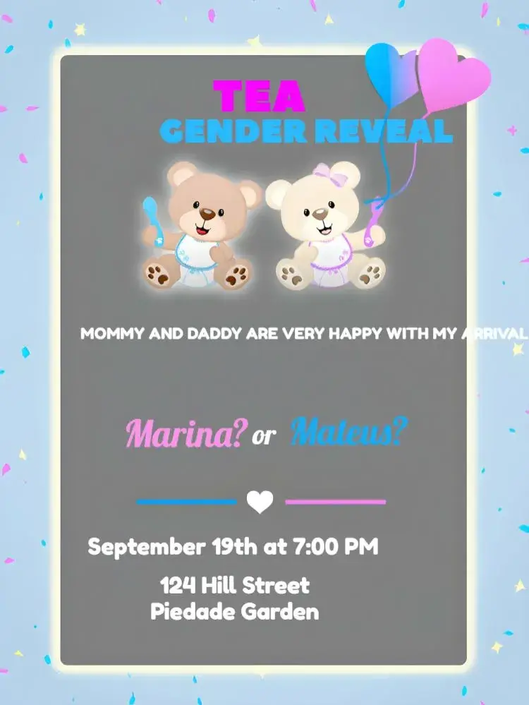 Pink Teddy Bears Gender Reveal invitation