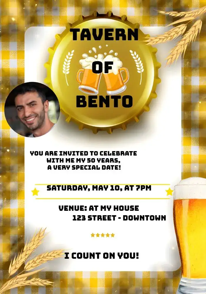 Invitation Boteco With Photo Party – Birthday theme pub, fun-filled, colorful, contemporary, casual