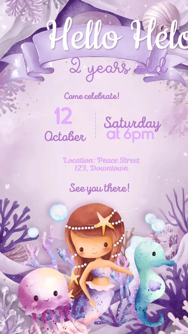 Purple Mermaid invitation