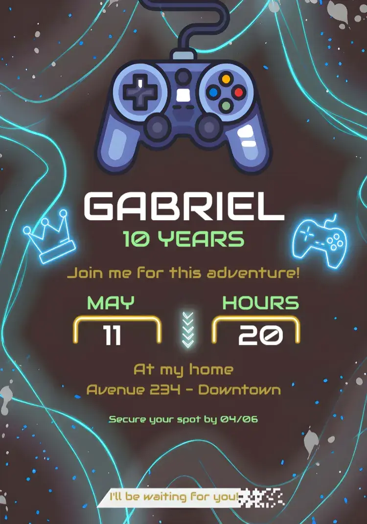 Black Kids Gamer Videogame invitation