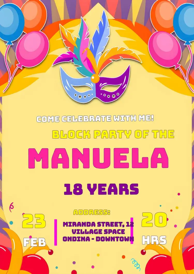 Invitation Carnival Confetti – Commemorative Dates theme colorful, festive, cheerful, vibrant, themed, fun